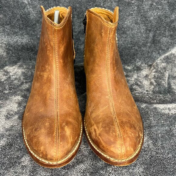 The Root Collective Espe Women’s Handmade Ankle Boots Chestnut Leather Size 11 - Picture 2 of 10